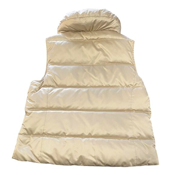 Ann Taylor Womens Puffer Vest L Shimmer Metallic Gold Fleece Lining Button Up - Picture 5 of 6